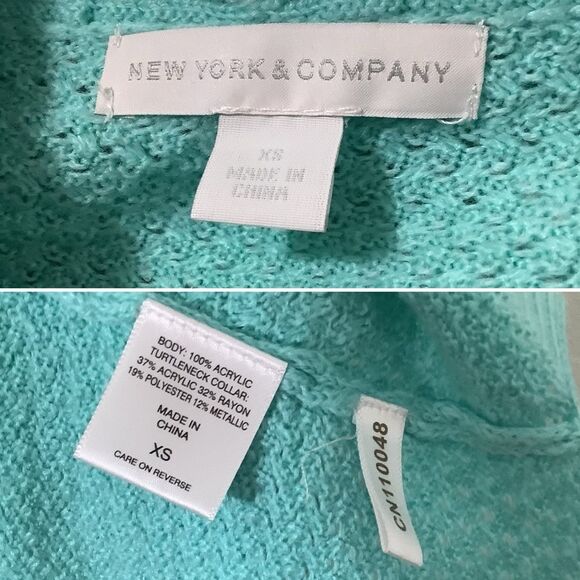 Teal Retro Wintercore Cabincore Holiday Feminine Winter Sparkly Knit Sweater XS - Picture 6 of 16